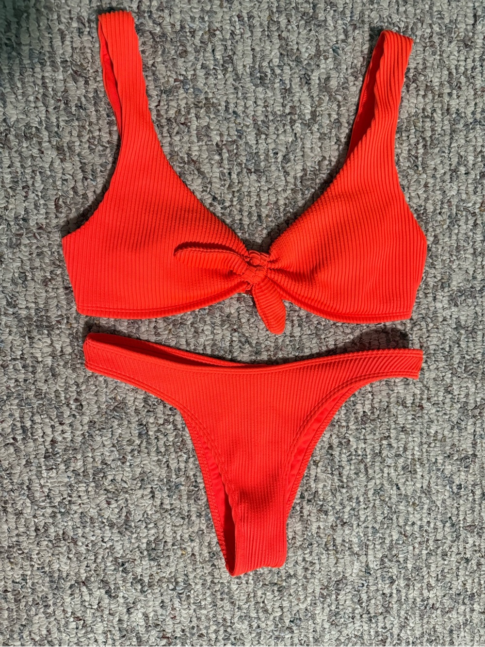 Hollister Ribbed Neon Orange Bikini Set (M/S)